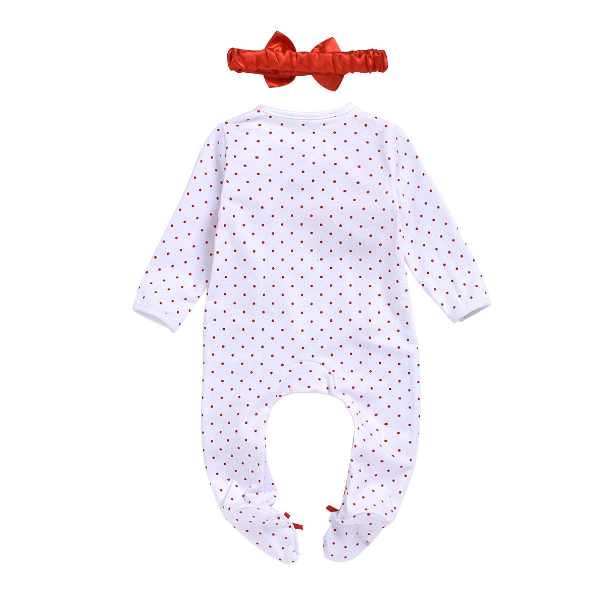 Newborn Girl Boy Autumn Santa Claus Long Sleeve Dot Bandage  Romper Jumpsuit Hat For Christmas Made For Girls