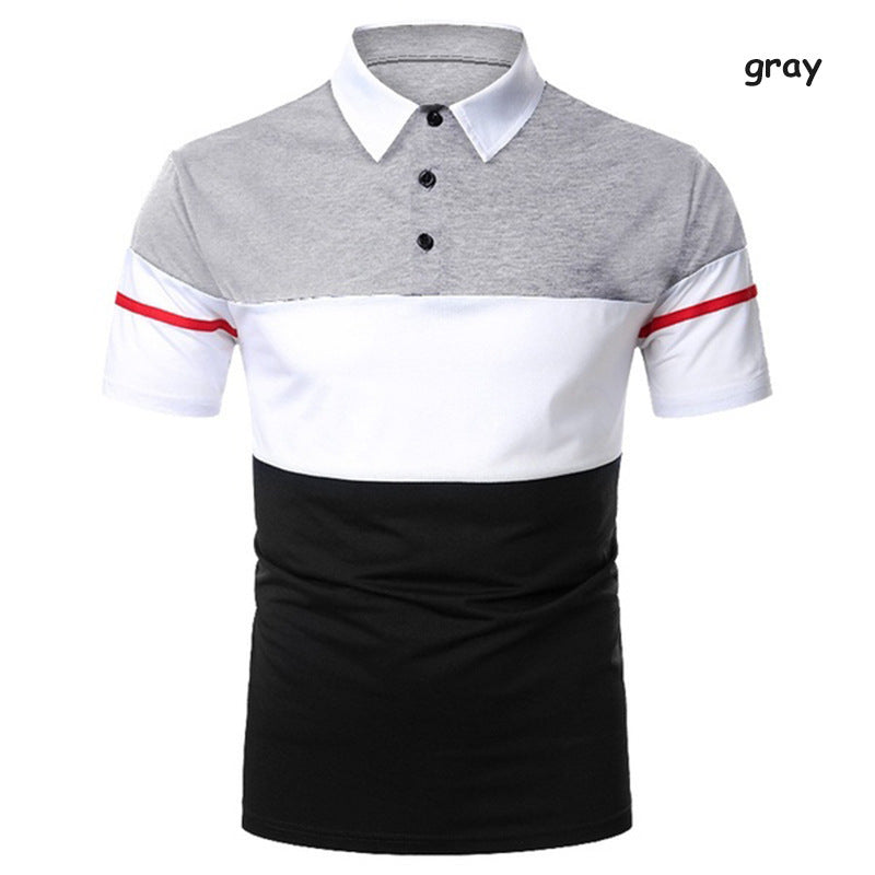 Men Polo Shirt Summer New Fashion Classic Casual Tops Short Sleeves Cotton High Quality Modern Collar Men Slim Polo Mens Shirts Polo Shirts for Men's Golf Shirts for Men Short Sleeve Patchwork Shirt Summer Sport Tops Gym Shirts (