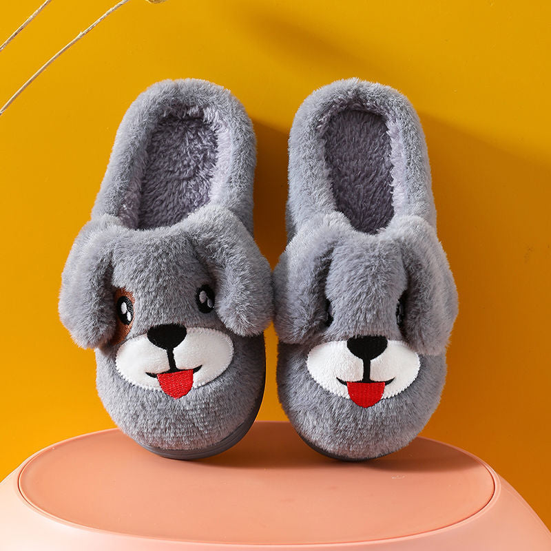 Winter Cute Cartoon Kids Soft Cotton Shoes Baby Shoe Small Dog Winter Cartoon Thick Warm Boy And Girl Slippers Slippers For Children