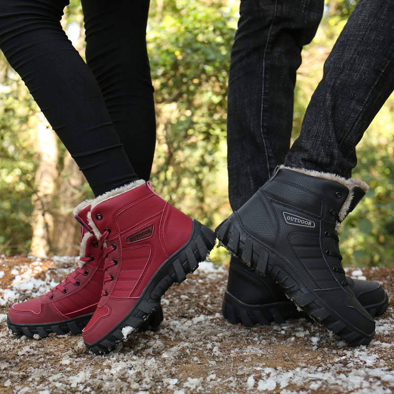 Winter Unisex Waterproof Warm Boots Fur Snow Soft Comfortable Boots Outdoor Winter Work Casual Mens Ankle Boots Winter Snow Boots Warm Fur Non Slip Ankle Hiking Climping Booties
