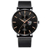Black 3Bar Watch Men Women'S Watches Ladies Watch With Crystals  Fashion Stainless Steel Band Comfortable Wristwatch