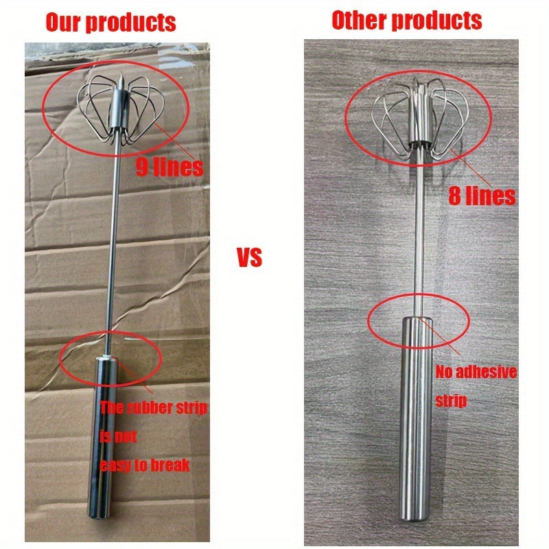 Unique Design Semi-automatic Egg Beater 304 Stainless Steel Egg Whisk Manual Hand Mixer Self Turning Egg Stirrer Kitchen Accessories Egg Tools