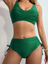 Bikini Twist Front V Neck High Waist 2 Piece Bikini Set for Women – Stretchy Tie Back Swimsuit with Drawstring Lace Up and Comfortable Fit – Trendy Solid Color Swimwear for Beach Days Pool Parties and Summer Vacations