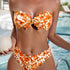 Bikini Sensual Bandeau Bow Tie 2 Piece Bikini Swimsuit for Women – Trendy High Stretch Printed Bikini Set with Flattering Bandeau Top and Classic Bottoms – Fashionable Swimwear for Poolside Lounging Beach Vacations and Summer Style Statements