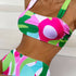 Bikini Abstract Print High Waisted 2 Piece Swimsuit for Women – Stylish Bandeau Unique Bikini Set with Adjustable Straps and Quick-Dry Stretch Fabric – Flattering Summer Swimwear for Beach Days Poolside Lounging and Vacation Style
