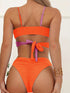 Royal Sunset Colorblock Bikini Set for Summer – Sleek V-Neck Two-Piece Swimsuit with Tie Back High Cut Bottoms & Ultra-Stretch Spaghetti Straps – Women's Swimwear for Koningsdag Beach Days & Summer Celebrations