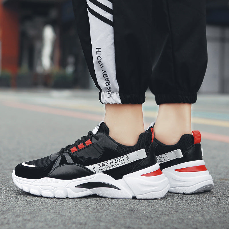 Mens Running Autumn New Leather Sneakers High Quality Outdoor Light Comfortable Sport Athletic Sneakers Lace Up Walking Breathable Ultra Lightweight Sport Casual Sneakers