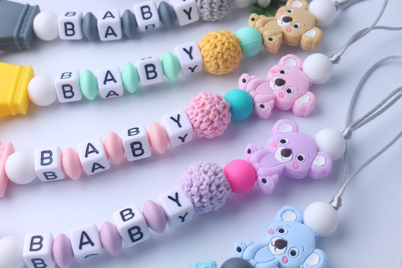 Modern Handmade Pacifier Personalize Silicone Beads Binky Clip Pacifier Chain Chew Baby Teether Toys For Baby