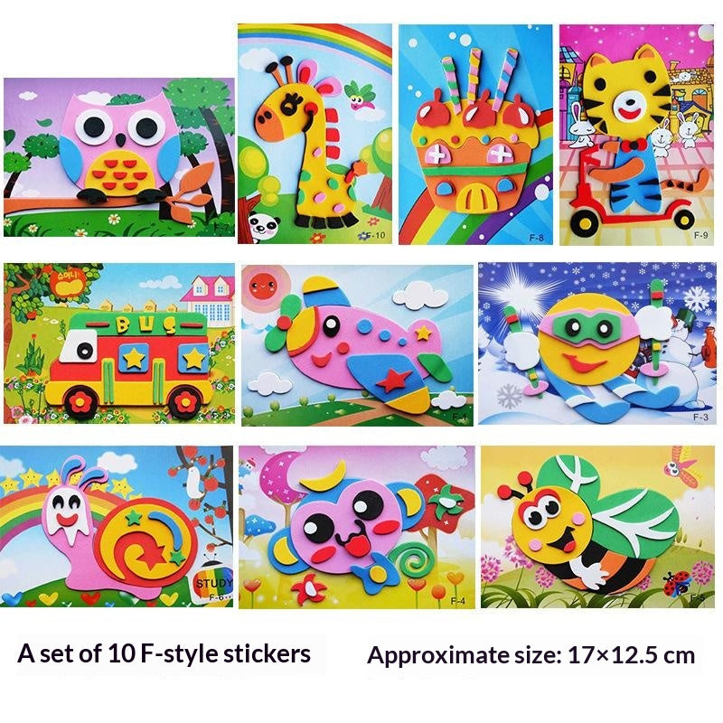 3D Sticker Cartoon Craft Kit For Children Cartoon 3D EVA Foam Sticker Puzzle Series Kids Multi-patterns Styles Toys for Children Birthday Gift