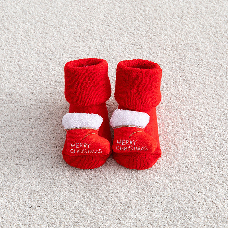 Baby Socks Christmas Anti Slip Short Socks for Baby Newborn Winter Warm Infant Cartoon Girls Boys
