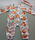 Baby Girls Footies Floral Print Ruffles Single Breasted Playsuit Headband Clothes Outfits For Girls with Bow Floral Printed