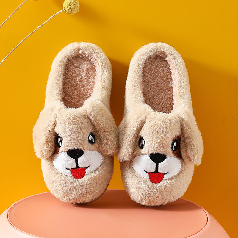 Winter Cute Cartoon Kids Soft Cotton Shoes Baby Shoe Small Dog Winter Cartoon Thick Warm Boy And Girl Slippers Slippers For Children
