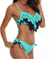 Tropical Bikini  Bottom Padded Ruffled Top Push Up Bikini Swimsuit For Women Underwire Bikini Top Ruffle Padded Two Piece Bathing Suits Teen Girls Two Piece Swimsuit Women Cross Back Bathing Suit Swimwear