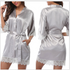 Fashion Short Women Sleepwear Unique Design White Lightweight Bathrobes For Women Luxury Summer Silk Bathrobes With Belt