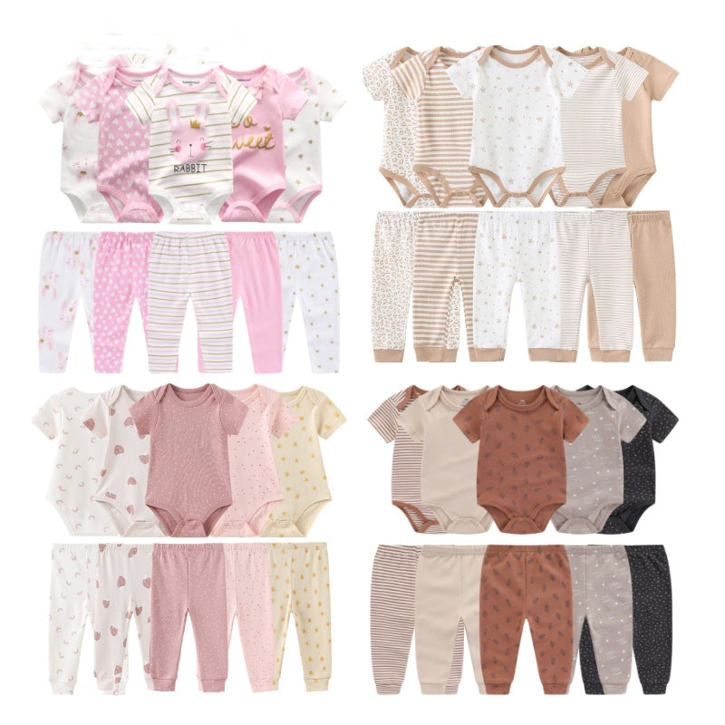 5pcs/ Set Solid Bodysuits Pants Baby Boy Clothes Clothing Sets 0-12M  Unisex Newborn Baby Pajamas Romper Jumpsuit For Boys and Girls Kids