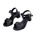 Women Genuine Leather Sandals Low Heel Buckle Strap Ladies Open Toe Black Decoration Summer Leather Open Toe And Ankle Strap Buckle Flat Sandals Casual Beach Shoes