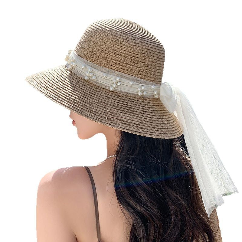 Modern Summer Sun Hat Charming White Bow Design Hat Sun Visor Women's Sun Hat Beach Hat Straw Sun Hat UV Protect Hats For Beach Women's Summer Outdoor Lightweight Hats Vintage Summer Hat