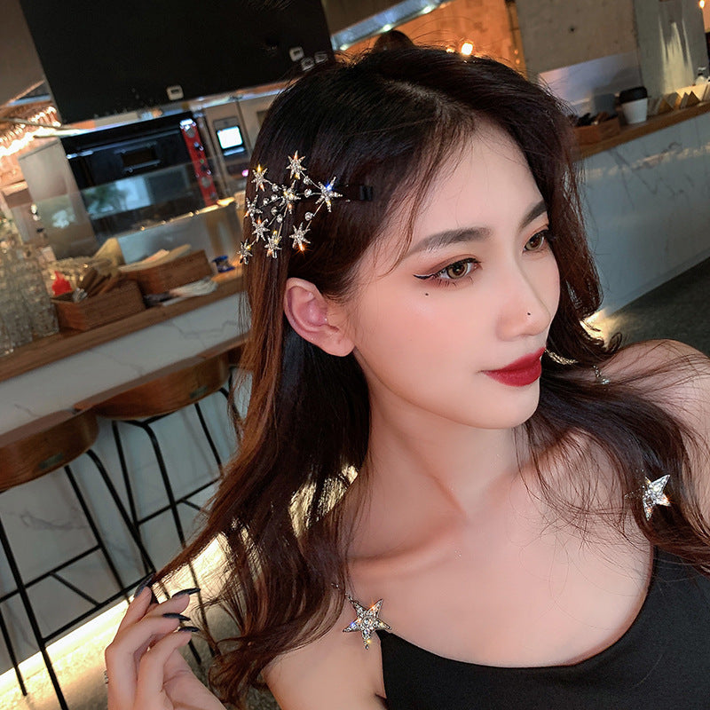 Femininity Rhinestone Star Hairpin Headwear Crowns Beach Hawaii Floral Garland Romantic Faux Rose Wedding Wreaths Flower Headband Girl Bride Rose Wedding Festival Headband