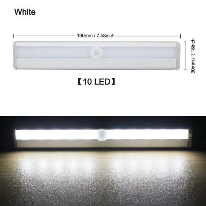 6/10 LEDs PIR LED Motion Sensor Light Cupboard Wardrobe Bed Lamp LED Under Cabinet Night Light For Closet Stairs Kitchen - Stevvex - - Stevvex.com