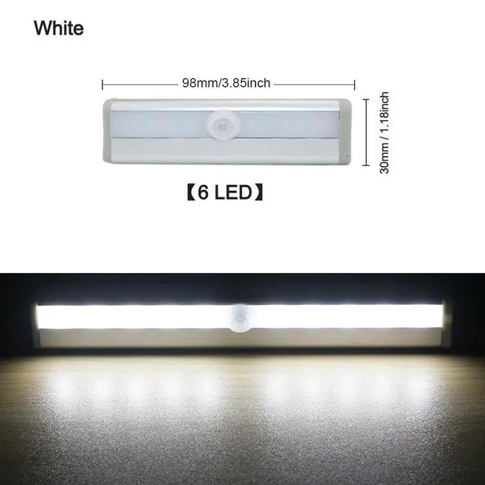 6/10 LEDs PIR LED Motion Sensor Light Cupboard Wardrobe Bed Lamp LED Under Cabinet Night Light For Closet Stairs Kitchen - Stevvex - - Stevvex.com