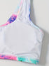 Bikini Tie Dye 2 Piece Swimsuit Set – Vibrant High Waist Comfortable Bikini with Round Neck Crop Top High Cut Leg and Comfortable Fit – Stylish Women's Swimwear for Summer Beach Vacations Pool Parties and Water Sports