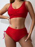 Bikini Twist Front V Neck High Waist 2 Piece Bikini Set for Women – Stretchy Tie Back Swimsuit with Drawstring Lace Up and Comfortable Fit – Trendy Solid Color Swimwear for Beach Days Pool Parties and Summer Vacations