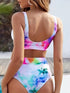 Bikini Tie Dye 2 Piece Swimsuit Set – Vibrant High Waist Comfortable Bikini with Round Neck Crop Top High Cut Leg and Comfortable Fit – Stylish Women's Swimwear for Summer Beach Vacations Pool Parties and Water Sports