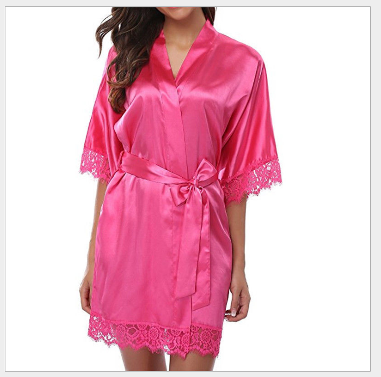 Fashion Short Women Sleepwear Unique Design White Lightweight Bathrobes For Women Luxury Summer Silk Bathrobes With Belt