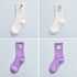 4Pair Spring And Summer Combed Out Of Pure Cotton Socks Mid Waist Fashion Bear Socks Cute Animal Socks Kawaii Cute Cartoon Purple College Socks For Men And Women