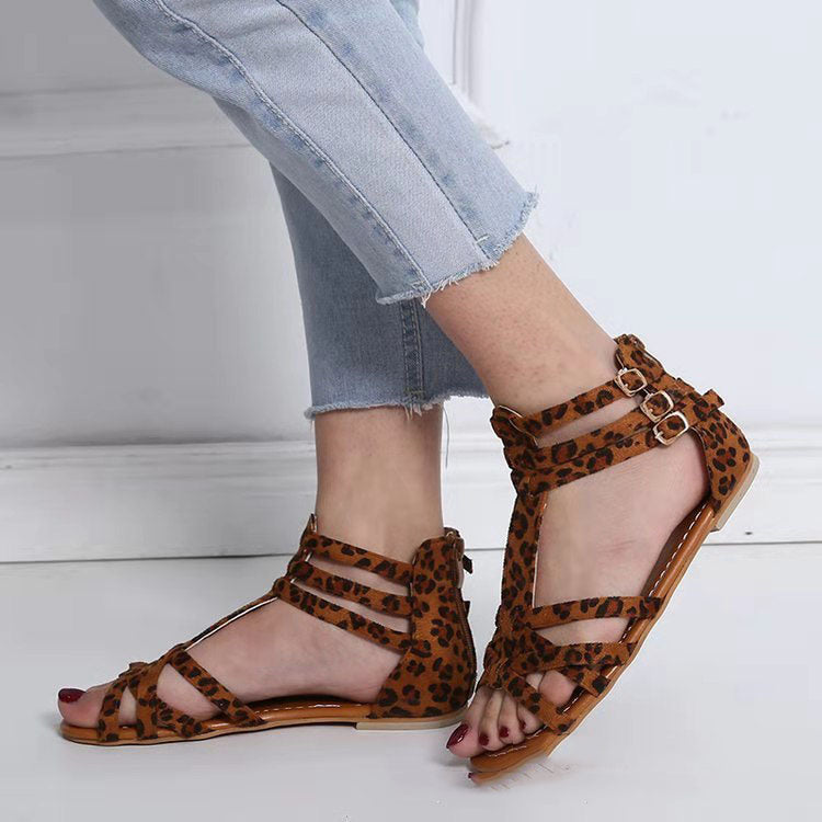 Women's Sandals Summer Shoes Leather Sandals Flats Summer Woman Beach Sandals Arch Support Casual Comfort Retro Slip On Summer Sandal Ladies Casual Beach Flats