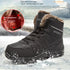 Mens Ankle Snow Boots Winter Fur Warm Leather Outdoor Walking Mountain Climbing Waterproof Snow Boots Outdoor Warm Non Slip Fur Lined Ankle Boots Leather Winter Shoes