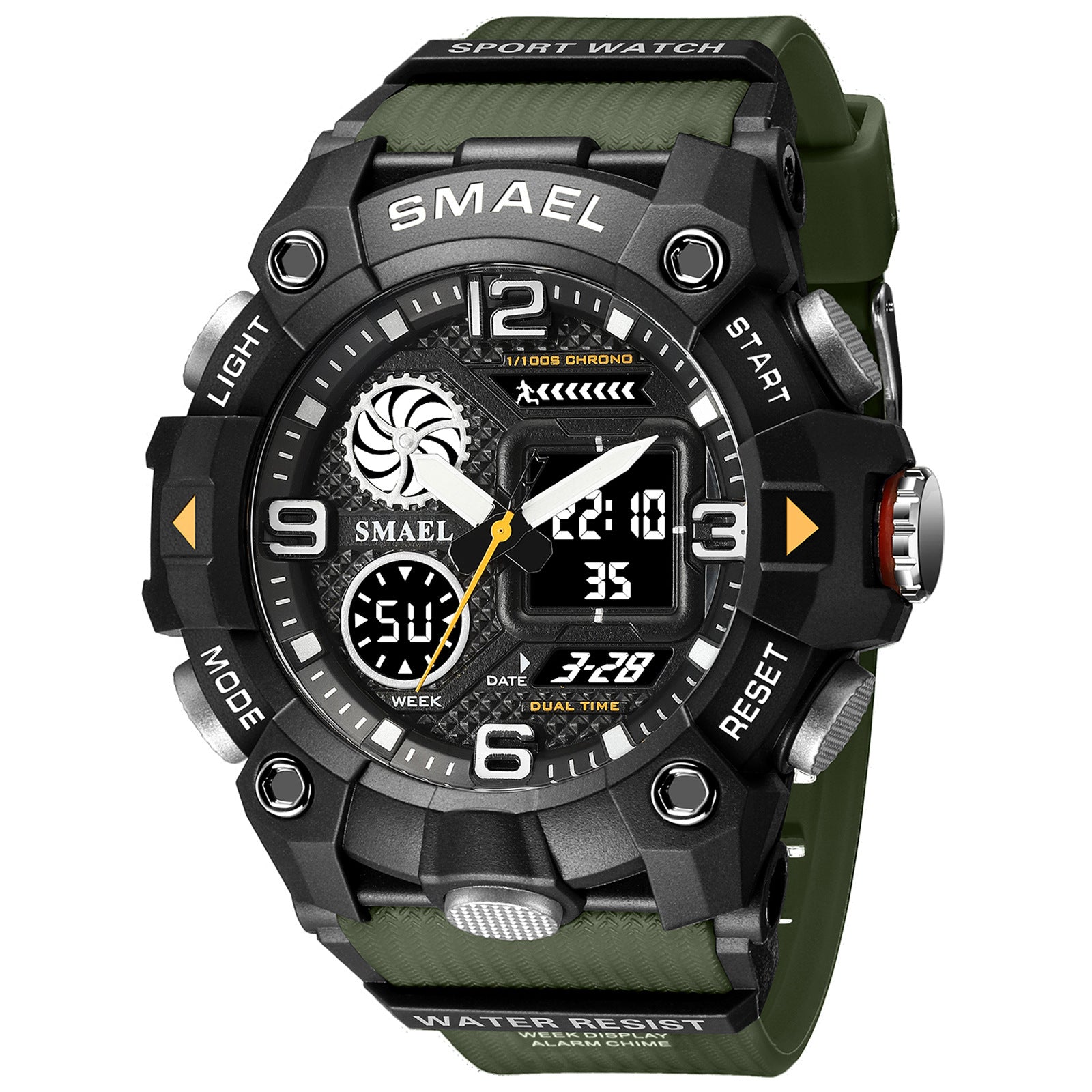 Sport Watch For Men WIth  Dual Time Waterproof 50M Miliatry Watches Chronograph Alarm Army Wristwatch