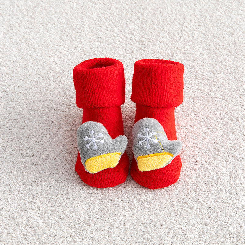 Baby Socks Christmas Anti Slip Short Socks for Baby Newborn Winter Warm Infant Cartoon Girls Boys