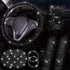 Diamond Set Leather Steering Wheel Cover Rhinestones Steering Wheel Cover With Crystal Breathable Anti-Slip Steering Wheel Protector Diamond Sparkling Car Steering Wheel Protector Vehicle Car Bling Steering Wheel Cover for Women Girls