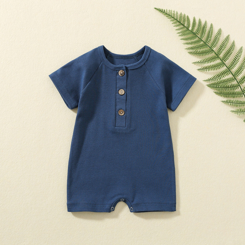 Summer Newborn Baby Boys Girls Short Sleeve Romper Solid Jumpsuit For Girls In elegant Colors