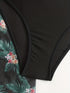 Bikini 3 Piece Tropical Print Swimsuit Set – High Stretch Comfortable Women's Bikini with Crew Neck Mesh Cover-Up – Chic Vacation Beachwear for Summer Casual Style & Poolside Glamour