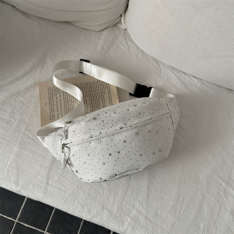 Black Starry Night Printed Fashion Fanny Pack New Studded Star Girls Shoulder Crossbody Bag Bum Bag For Daily Use Travel Stylish Belt Bag Waist Bag For Sports And Casual Use Festival Belt Waist Bag For Traveling