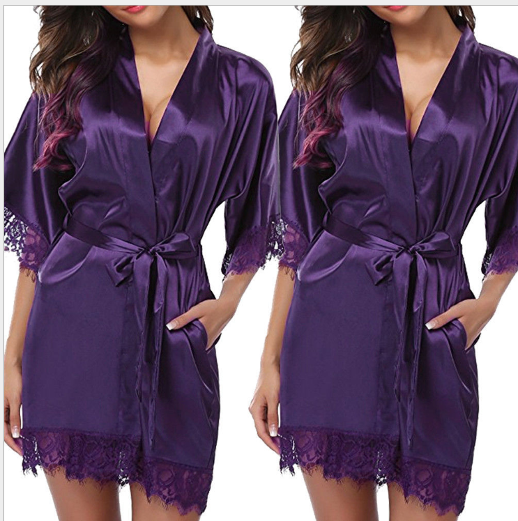 Fashion Short Women Sleepwear Unique Design White Lightweight Bathrobes For Women Luxury Summer Silk Bathrobes With Belt