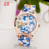 Ladies Silicone Quartz Watch With Floral Pattern Watch Women Quartz Watches For Womens Sports Clock Ladies Quartz Watch For Girls and Women