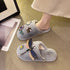 Winter Woman Warm Home Slippers Women Diamond Flip Flops Fur Slides Anti-slip Indoor Slippers Slip On Bedroom Shoes Memory Foam Wool Lining Indoor Ourdoor Non Skid Slippers