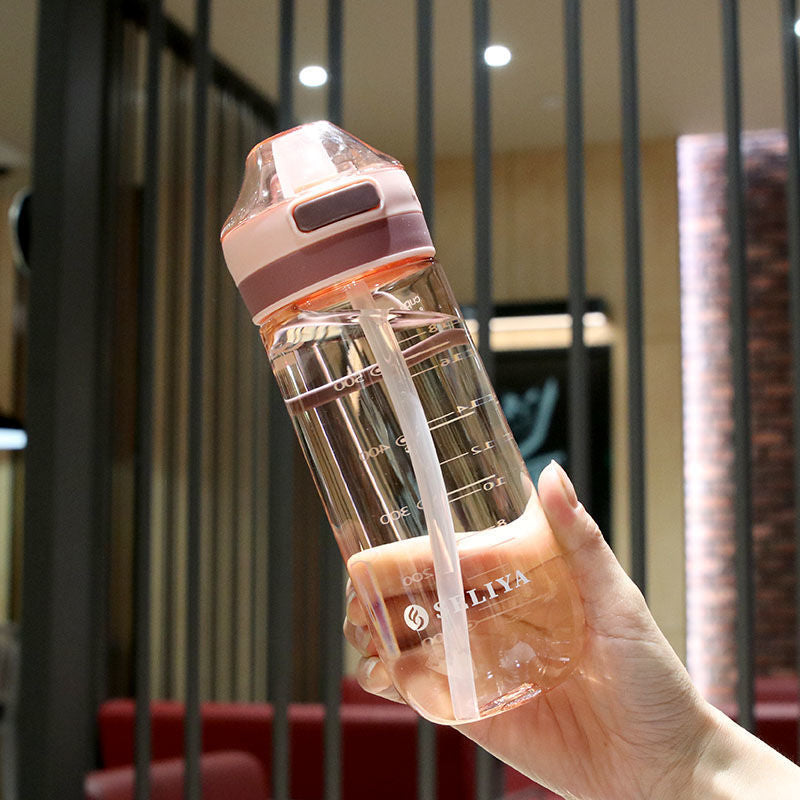 Portable Large-capacity Water Bottle Sports Straw Cups Student Plastic Water Cups Drop-resistant Leak-proof Water Bottle with Straw Outdoor Water Bottle Plastic Portable Water Cup Dinkware