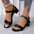Women Genuine Leather Sandals Low Heel Buckle Strap Ladies Open Toe Black Decoration Summer Leather Open Toe And Ankle Strap Buckle Flat Sandals Casual Beach Shoes