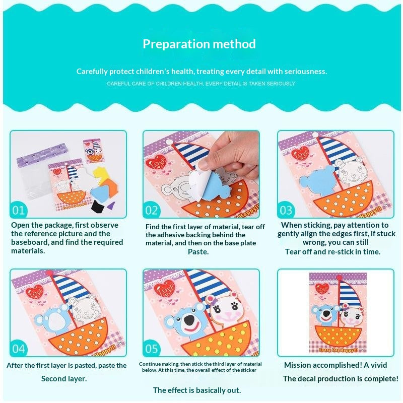 3D Sticker Cartoon Craft Kit For Children Cartoon 3D EVA Foam Sticker Puzzle Series Kids Multi-patterns Styles Toys for Children Birthday Gift