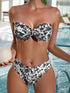 Bikini Sensual Bandeau Bow Tie 2 Piece Bikini Swimsuit for Women – Trendy High Stretch Printed Bikini Set with Flattering Bandeau Top and Classic Bottoms – Fashionable Swimwear for Poolside Lounging Beach Vacations and Summer Style Statements