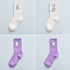 4Pair Spring And Summer Combed Out Of Pure Cotton Socks Mid Waist Fashion Bear Socks Cute Animal Socks Kawaii Cute Cartoon Purple College Socks For Men And Women