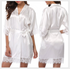 Fashion Short Women Sleepwear Unique Design White Lightweight Bathrobes For Women Luxury Summer Silk Bathrobes With Belt