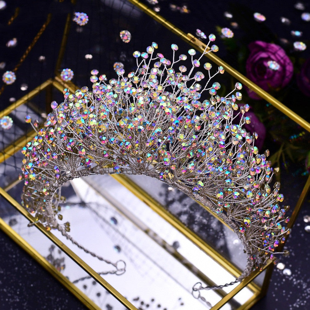 Wedding Headwear Necklace Earrings Jewelry Set Bride Headbands Rhinestone Headpiece Bridal Tiaras And Crowns Silver Rhinestone Wedding Headpiece For Women Handmade Bridal Headband Hair Accessories