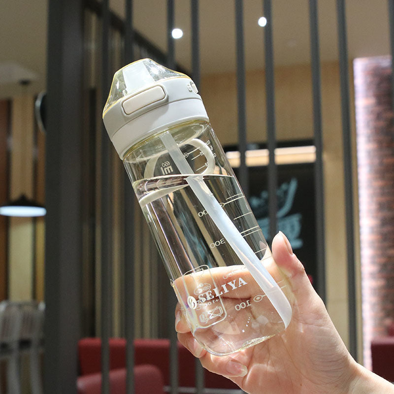 Portable Large-capacity Water Bottle Sports Straw Cups Student Plastic Water Cups Drop-resistant Leak-proof Water Bottle with Straw Outdoor Water Bottle Plastic Portable Water Cup Dinkware