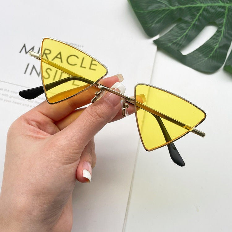 Cat Eye Sunglasses Rimless Cateye Sunglasses Retro Vintage Narrow Triangle Glasses for Women MenModern Retro Triangle Elegant Sunglasses For Women New Luxury Style  Glasses For Women/Men New Retro Style Eyeglasses For Women