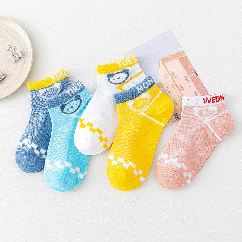 5 Pairs Comfortable Dot Kids  5 Pair Socks Summer Thin Soft Breathable Cotton Fashion Baby Socks Toddler Girls